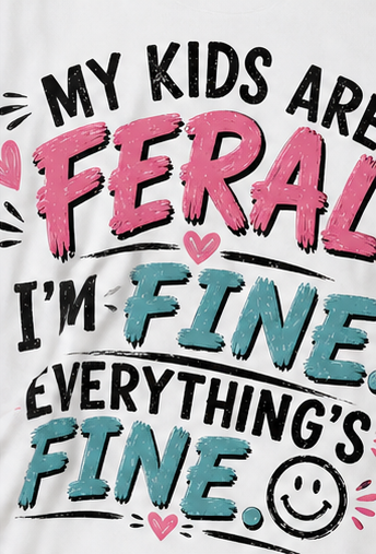 My Kids Are Feral I’m Fine Shirt – Funny Mom Life Tee | Chaos Parenting Shirt | Ballpark Mom Shirt