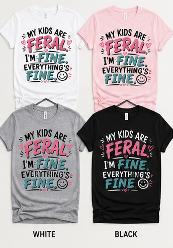 My Kids Are Feral I’m Fine Shirt – Funny Mom Life Tee | Chaos Parenting Shirt | Ballpark Mom Shirt