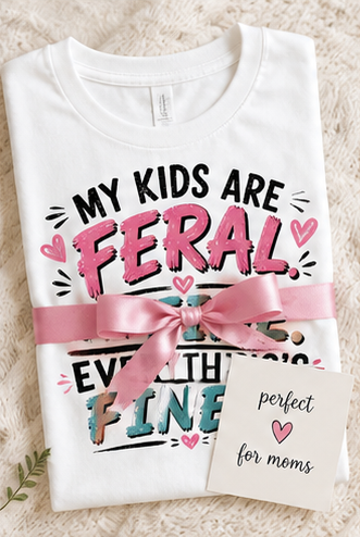 My Kids Are Feral I’m Fine Shirt – Funny Mom Life Tee | Chaos Parenting Shirt | Ballpark Mom Shirt