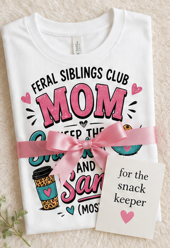 Feral Siblings Club Mom Shirt – I Keep the Snacks and the Sanity (Mostly) | Funny Mom Life Tee