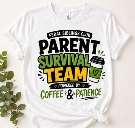 Feral Siblings Club Parent Shirt | Parent Survival Team Shirt | Funny Mom Shirt | Dad Life Shirt | Matching Family Outfit