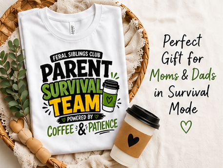 Feral Siblings Club Parent Shirt | Parent Survival Team Shirt | Funny Mom Shirt | Dad Life Shirt | Matching Family Outfit