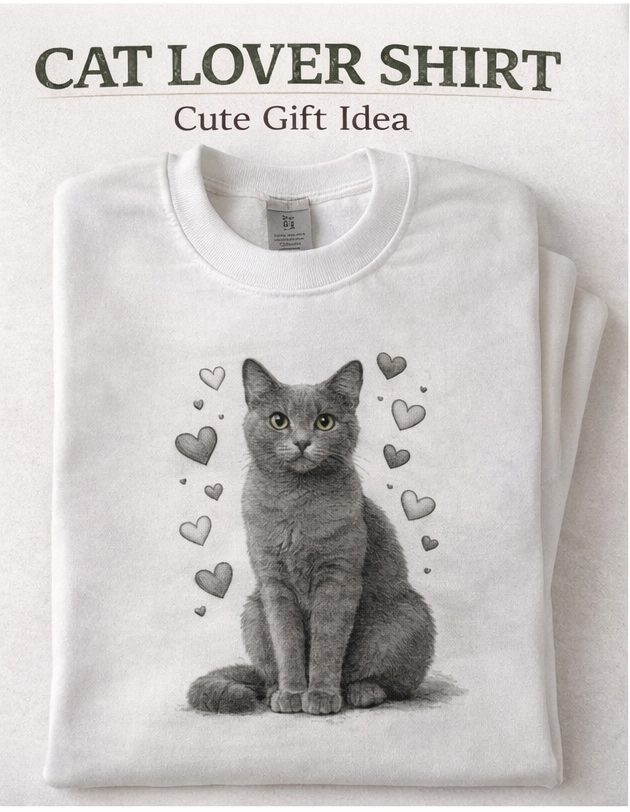 Mom & Me Matching Cat Shirts | Kids Cat Shirt | Women’s Cat Sweatshirt | Cute Grey Cat Lover Gift | Mommy and Me Outfit