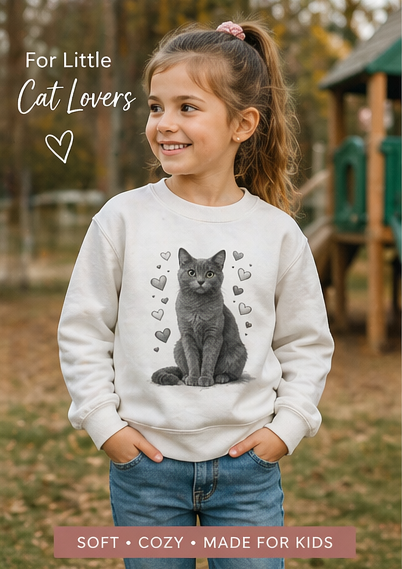 Mom & Me Matching Cat Shirts | Kids Cat Shirt | Women’s Cat Sweatshirt | Cute Grey Cat Lover Gift | Mommy and Me Outfit