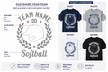 Custom Softball Team Shirt – Personalized Team Name & Player Number Tee – Youth & Adult Sizes