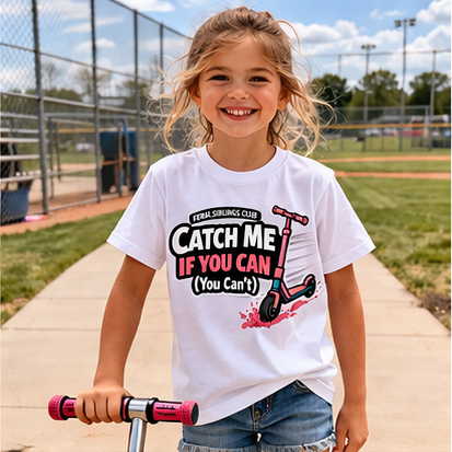 Feral Siblings Club Shirt | Catch Me If You Can Kids Tee | Funny Kids Shirt | Scooter Shirt | Sibling Shirt | Playground Shirt