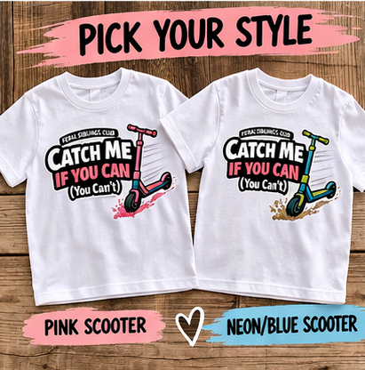 Feral Siblings Club Shirt | Catch Me If You Can Kids Tee | Funny Kids Shirt | Scooter Shirt | Sibling Shirt | Playground Shirt