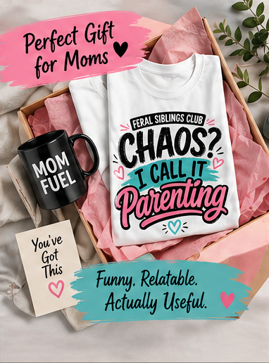 Feral Siblings Club Shirt – Chaos? I Call It Parenting – Funny Mom Tee – Relatable Motherhood Shirt