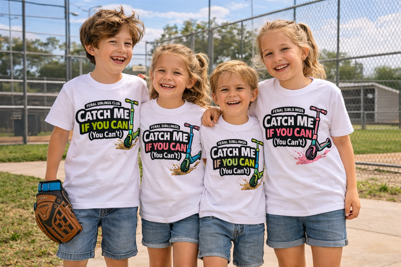 Feral Siblings Club Shirt | Catch Me If You Can Kids Tee | Funny Kids Shirt | Scooter Shirt | Sibling Shirt | Playground Shirt
