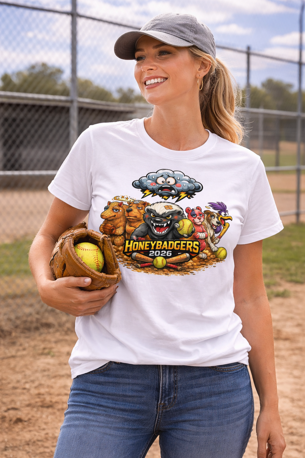 Honeybadgers Softball Shirt 2026 | Team Shirt with Name Option | Youth & Adult Softball Tee | Custom Back Name | Game Day Team Apparel
