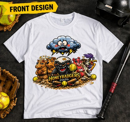 Honeybadgers Softball Shirt 2026 | Team Shirt with Name Option | Youth & Adult Softball Tee | Custom Back Name | Game Day Team Apparel