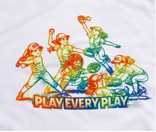 Youth Softball Shirt – Play Every Play Rainbow Design