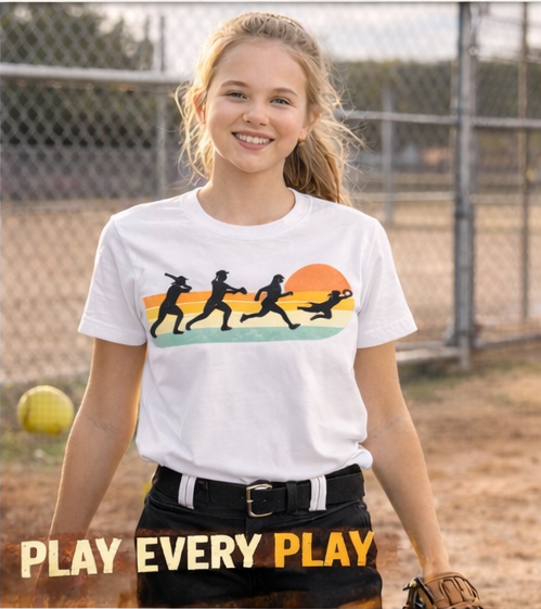 Softball Silhouette Shirt | Vintage Softball Tee | Softball Life Shirt | Game Day Shirt | Softball Player Tee | Retro Sunrise Softball Shirt