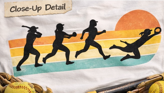 Softball Silhouette Shirt | Vintage Softball Tee | Softball Life Shirt | Game Day Shirt | Softball Player Tee | Retro Sunrise Softball Shirt