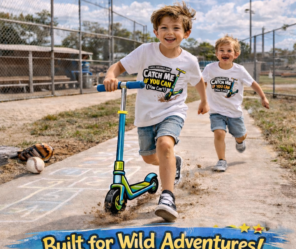 Feral Siblings Club Shirt | Catch Me If You Can Kids Tee | Funny Kids Shirt | Scooter Shirt | Sibling Shirt | Playground Shirt