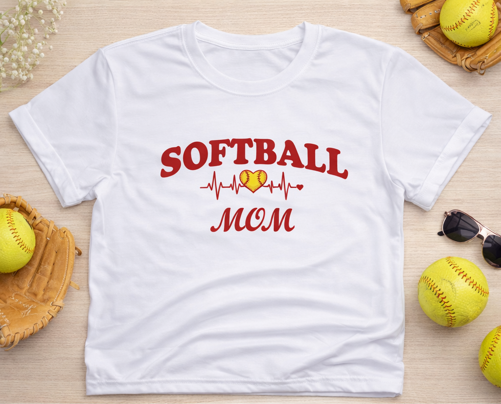 Softball Mom Shirt | Heartbeat Softball Tee | Softball Mom Gift | Game Day Shirt | Softball Parent Shirt | Cute Sports Mom Tee