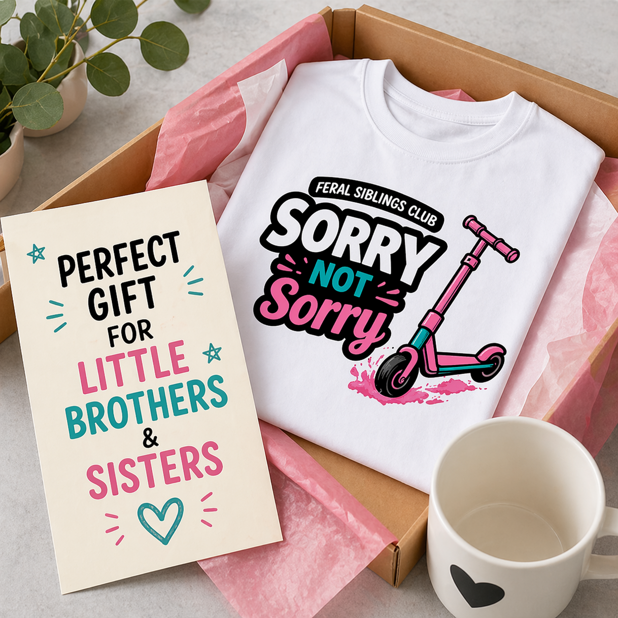 Feral Siblings Club Shirt | Sorry Not Sorry Kids Shirt | Funny Scooter Shirt | Wild Kids Graphic Tee