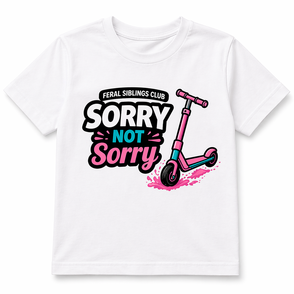 Feral Siblings Club Shirt | Sorry Not Sorry Kids Shirt | Funny Scooter Shirt | Wild Kids Graphic Tee